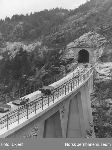 Hunsdalen viadukt under bygging - trallespor på brua