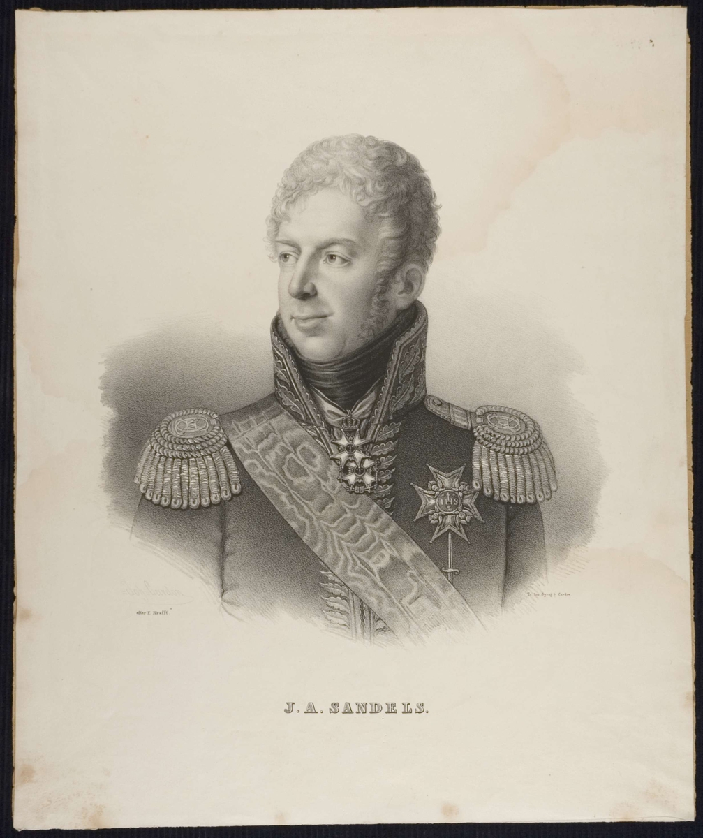 Portrett av J.A. Sandels, svensk offiser og riksstattholder i Norge 1818-1827.