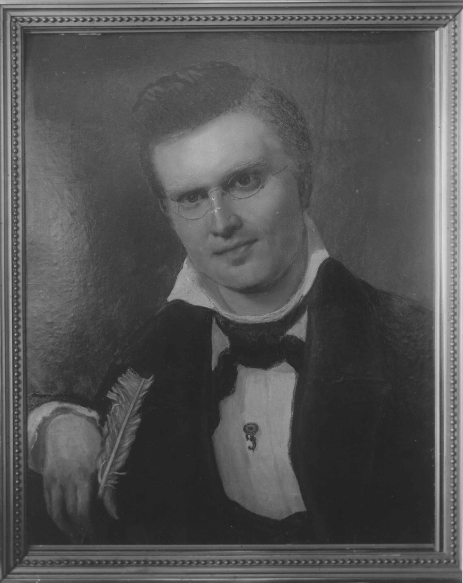 Portrett, Bjørnstjerne Bjørnson (1832-1910). Fotografi av maleri, påbegynt av malermester Nordraak, men hovedsakelig utført av frk. Schreibe sommeren 1857.