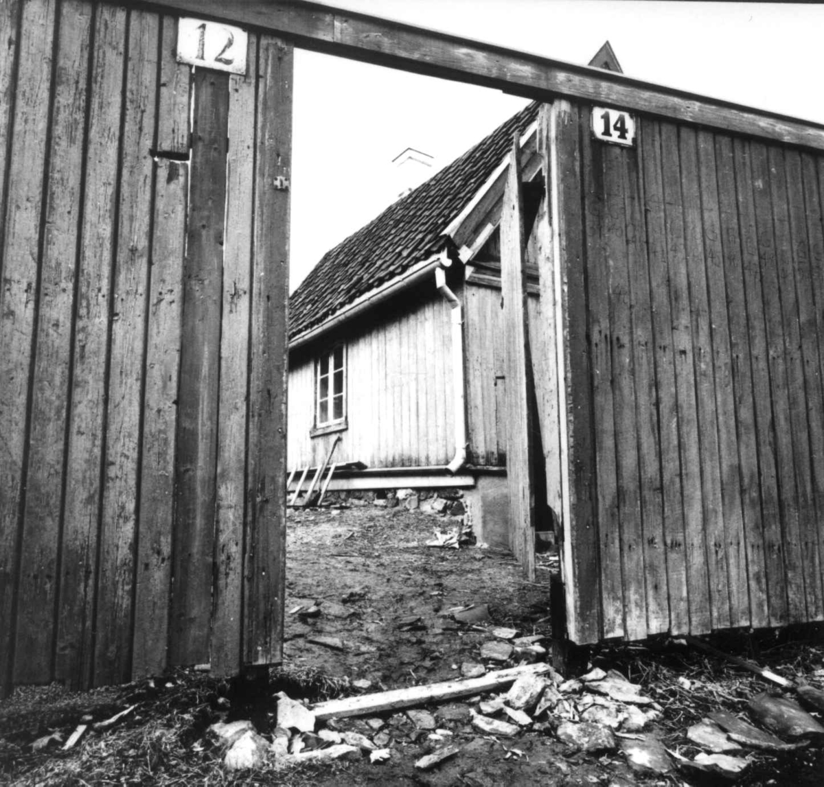 Enerhaugen under oppførelse på Norsk folkemuseum, 1968 - 69.