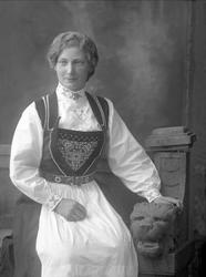 Portrett, kvinne i hardangerbunad. Frøken Martha Jordal.
