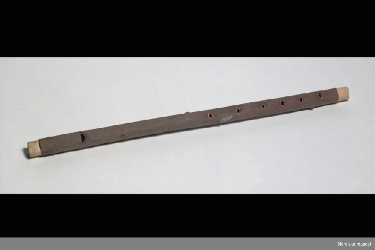 Inventering Sesam 1996-1999:
L   35  cm
Pilpipa, vipipa, fl¿jt, leksak, av obarkad pil, med 6 st ljudhål. 
Från Laxsj¿ sn, Jämtland.
Birgittta Martinius feb. 1998