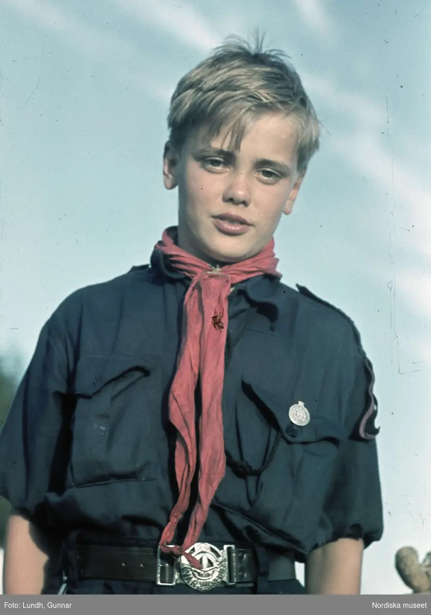 Scoutläger i Tullgarn. Porträtt av en pojke.