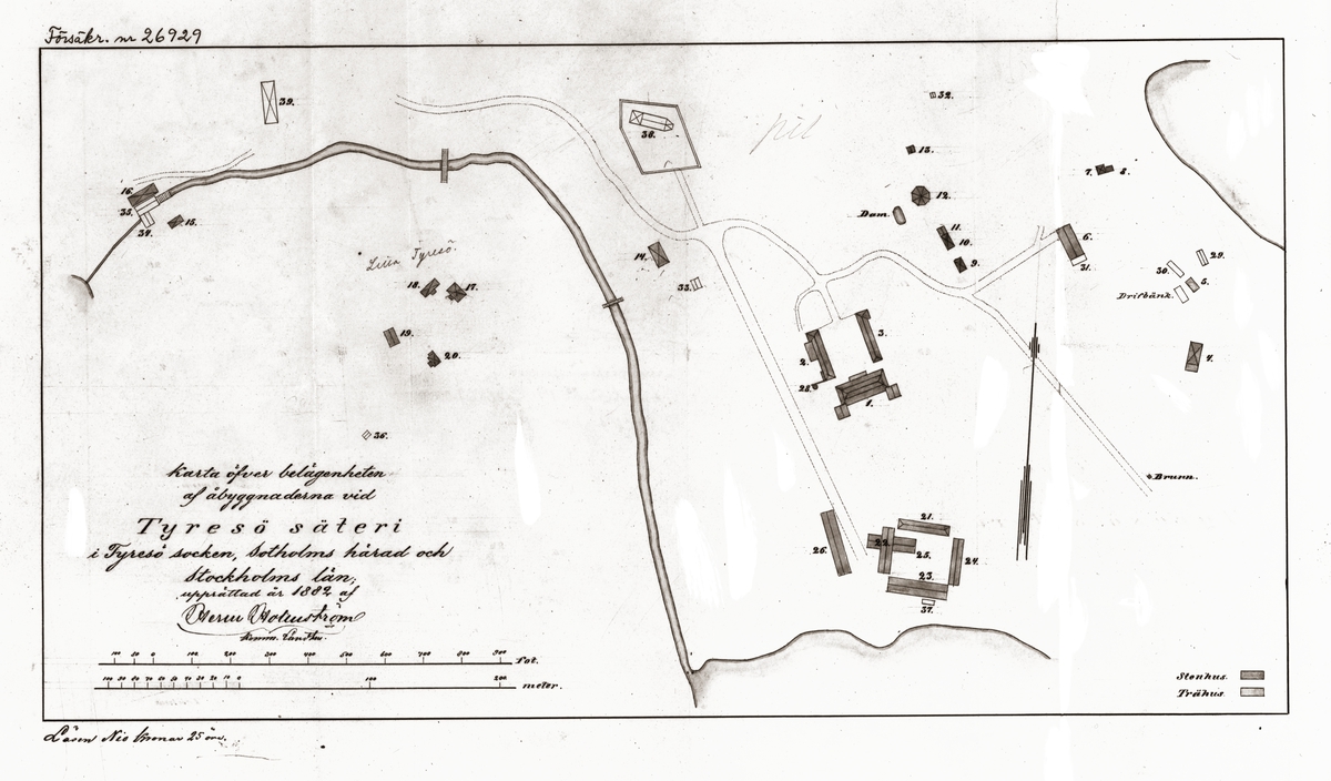 Karta över Tyresö säteri, 1882