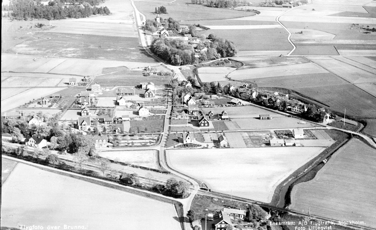 Flygfoto över Vänge, Vänge socken, Uppland 1936