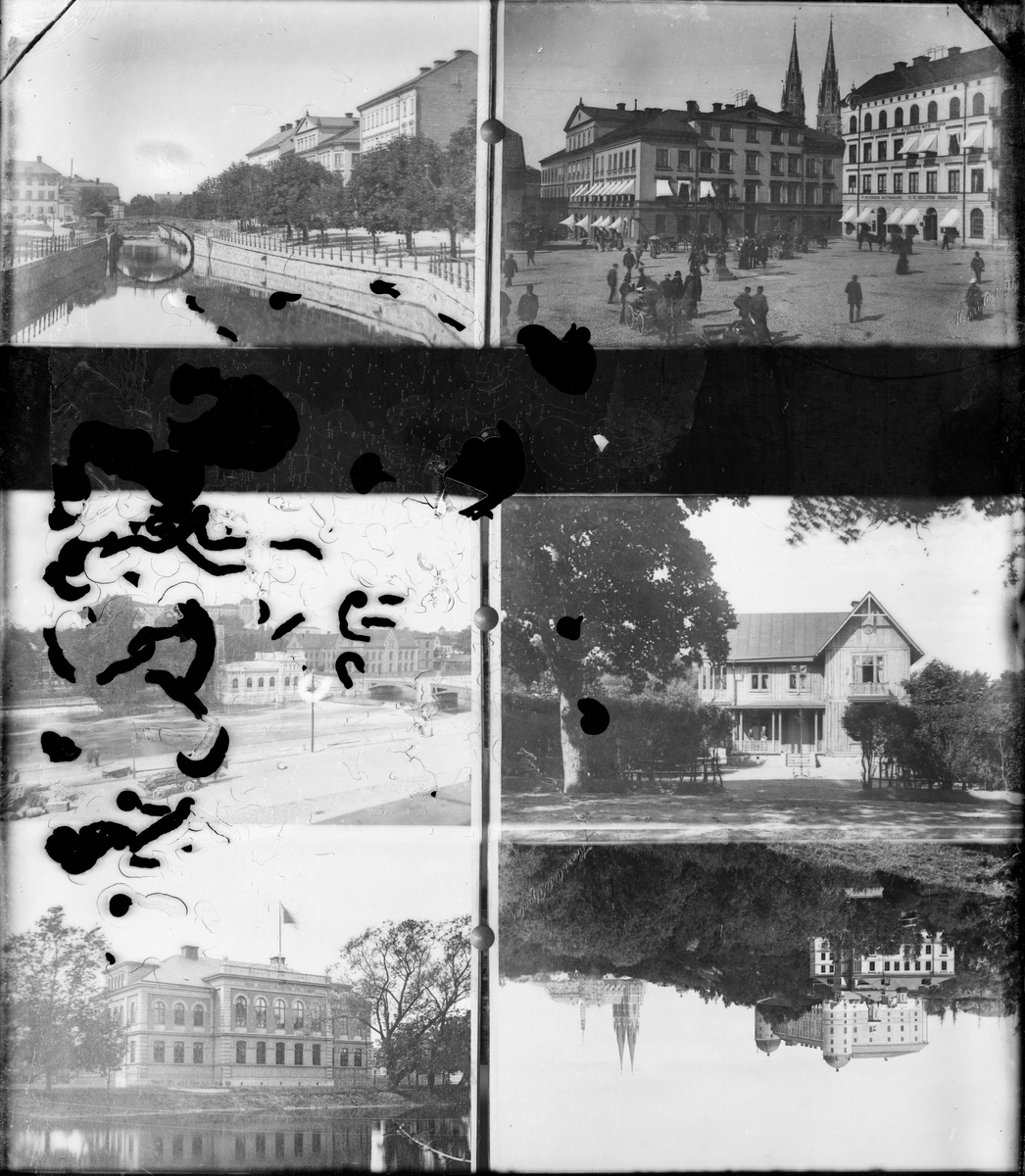 Reprofotografi - Fyrisån, Gamla Nybron och Östra Ågatan, Uppsala före 1899