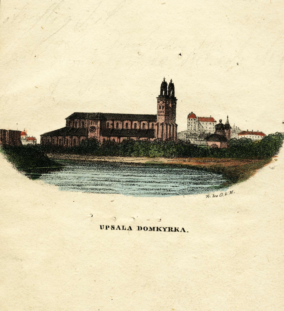 Vy över Uppsala med Uppsala domkyrka, Gustavianum och Uppsala slott