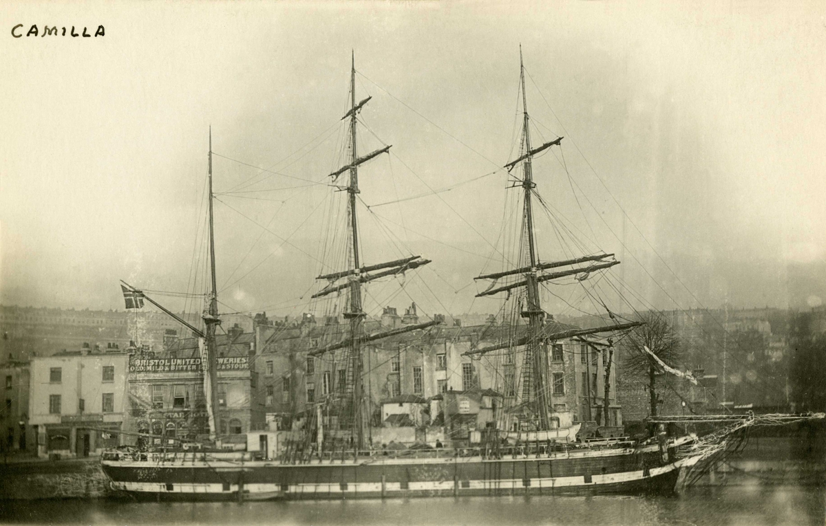 Camilla, av Arendal, Bk, bygd i 1875 ved Bjørneborg, str. 418 tonn. 
