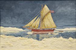 Jakt 'Gjøa' i Nordvestpassasjen [Oljemaleri]