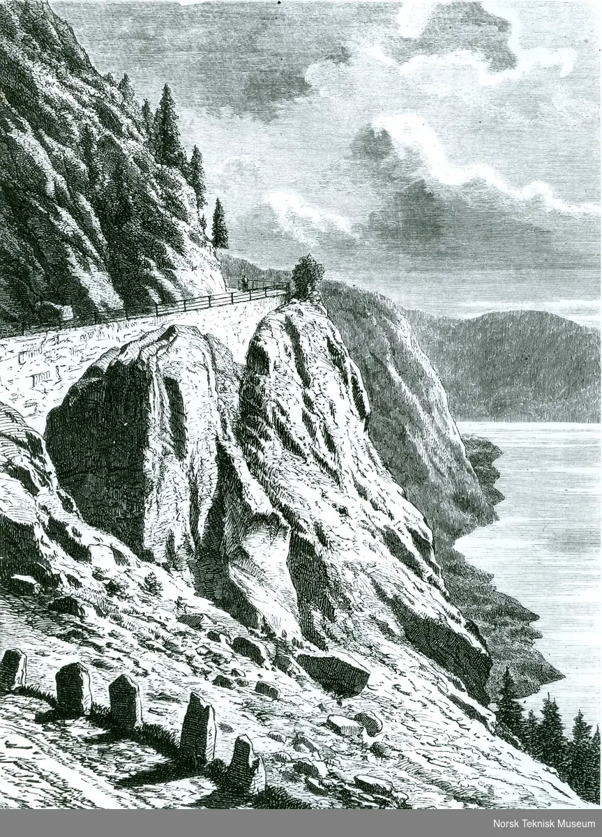 "Svangstrandsveien på Ringeriget", hentet fra "Nordiske Billeder, Prospecter fra Danmark, Norge og Sverig", bind 1, Købehavn 1866