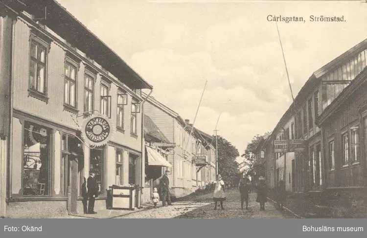 Tryckt text på kortet: "Strömstad. Carlsgatan." 