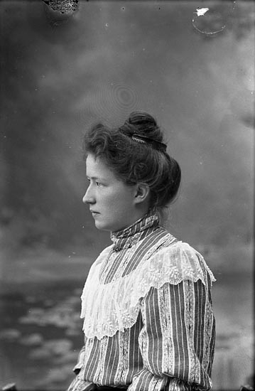 Enligt fotografens journal nr 1 1904-1908: "Larsson, Ester Fr. Gärdesboda, Töreboda".