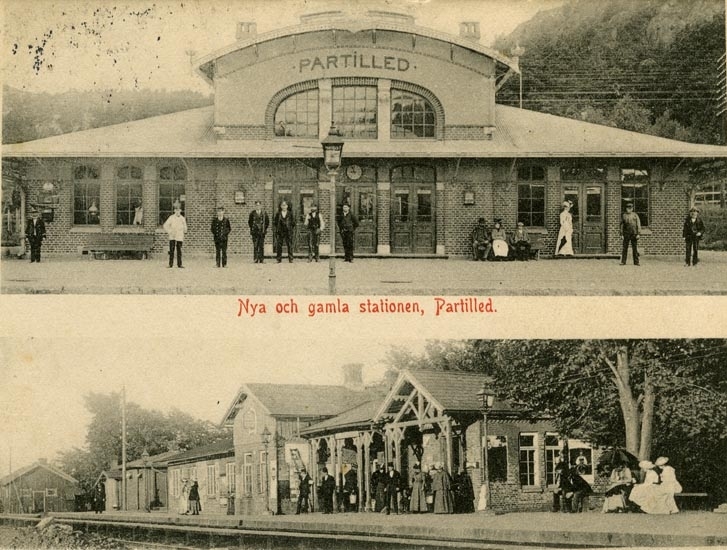 Notering på kortet: Nya och gamla stationen, Partille.