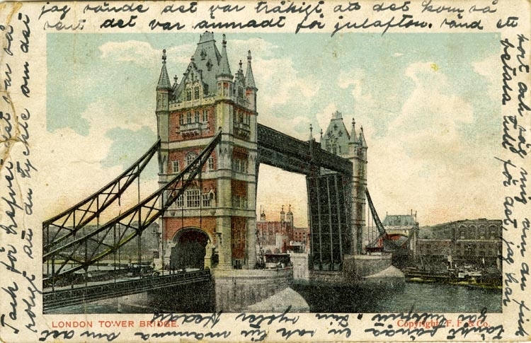 Notering på kortet: London Tower Bridge