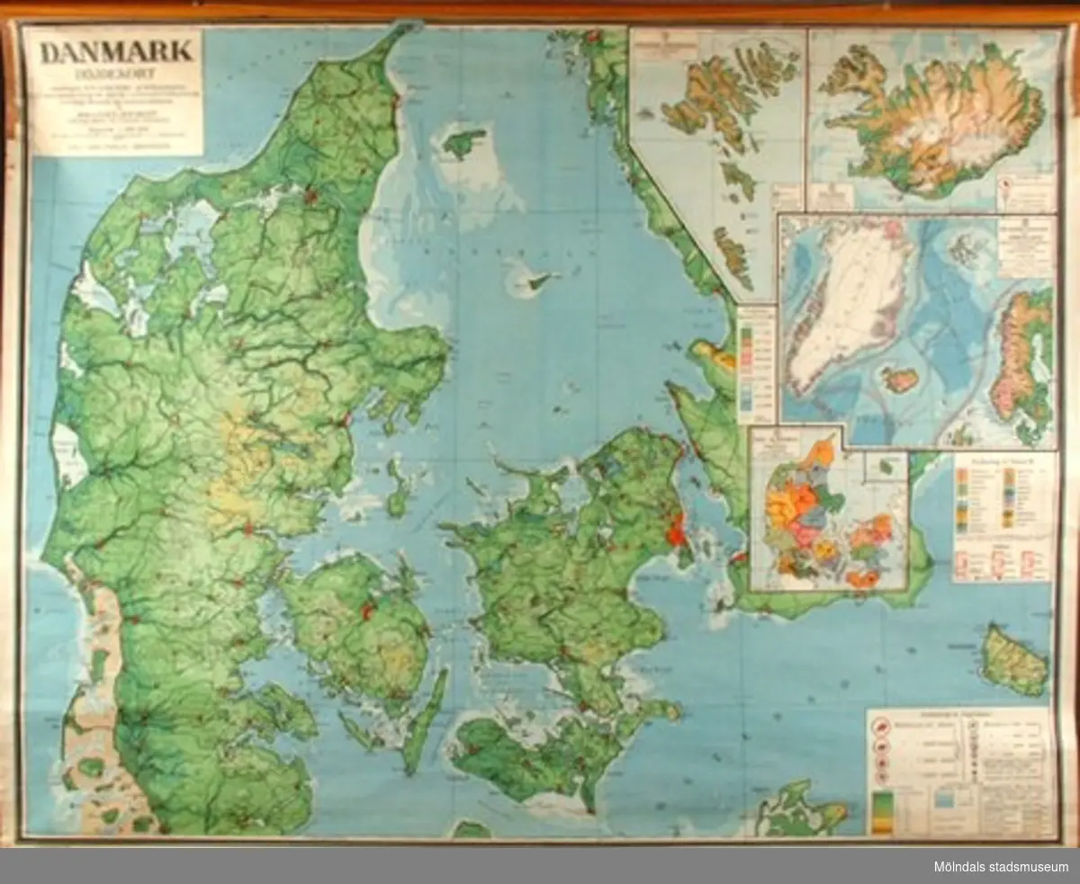 "Geografisk karta över Danmark".