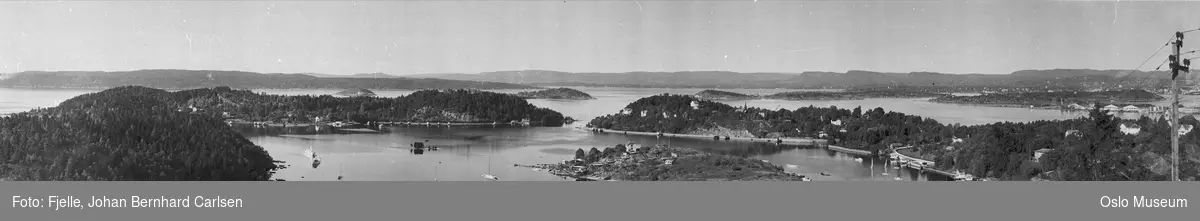 panorama, fjord, øyer