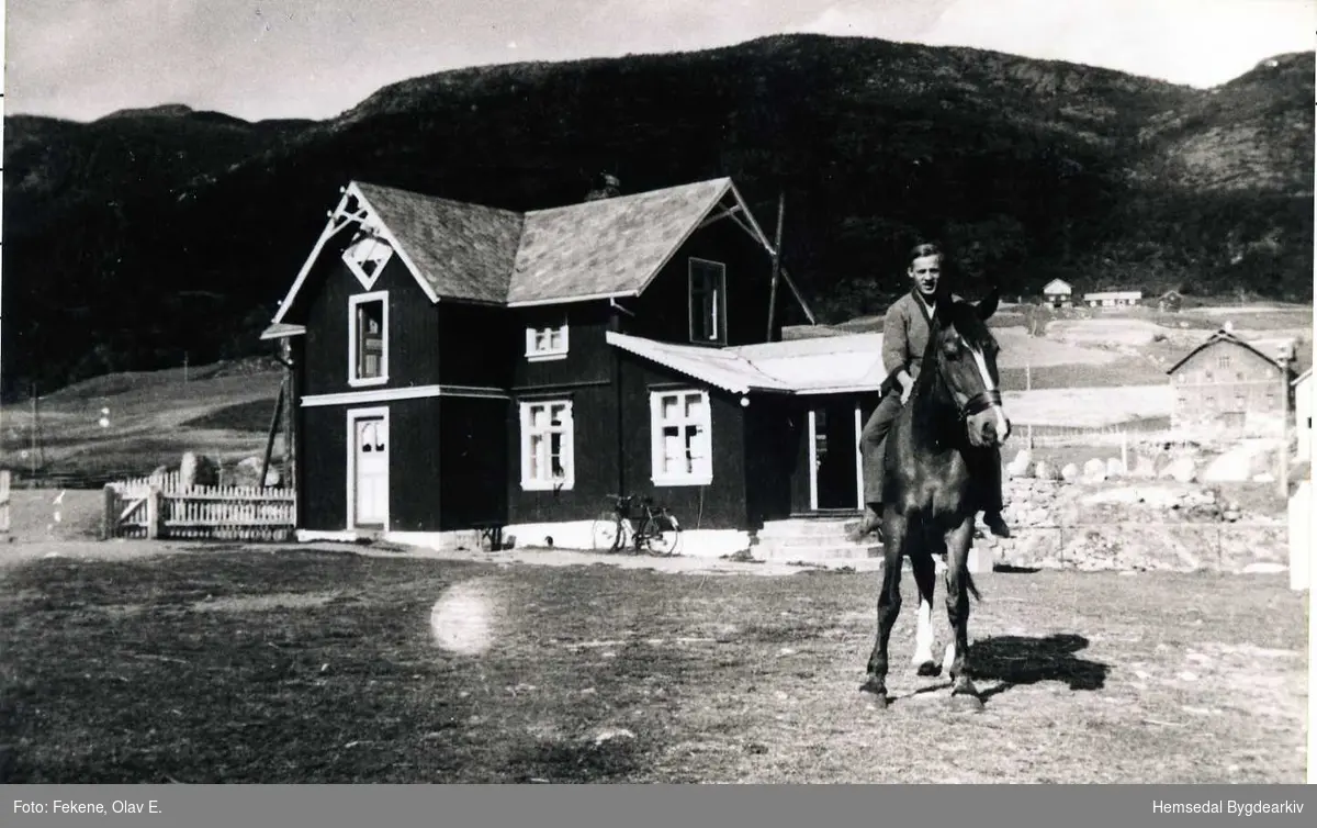 Tysk soldat til hest  på Bruvold, 80.8, i Hemsedal i 1941.