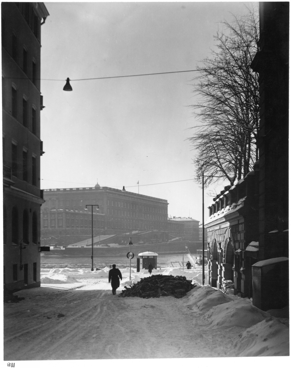 Stockholms slott från Blasieholmen
Vy på vintern med snö