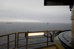 Statfjordfeltet sett fra kran nr.2 på Statfjord C. Lastebøye