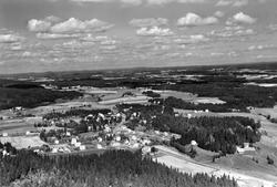 Oversiktsbilde fra Meieribyen i Skiptvet, flyfoto 11. august