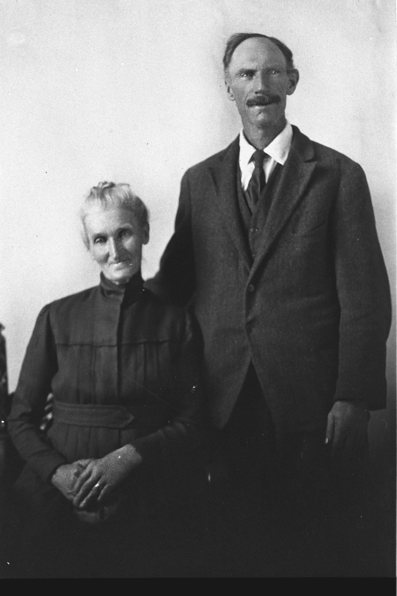 Portrett,kjole,jakke,slips og skjorte.
 Guri Lio og Ragnvald Sundvold.
