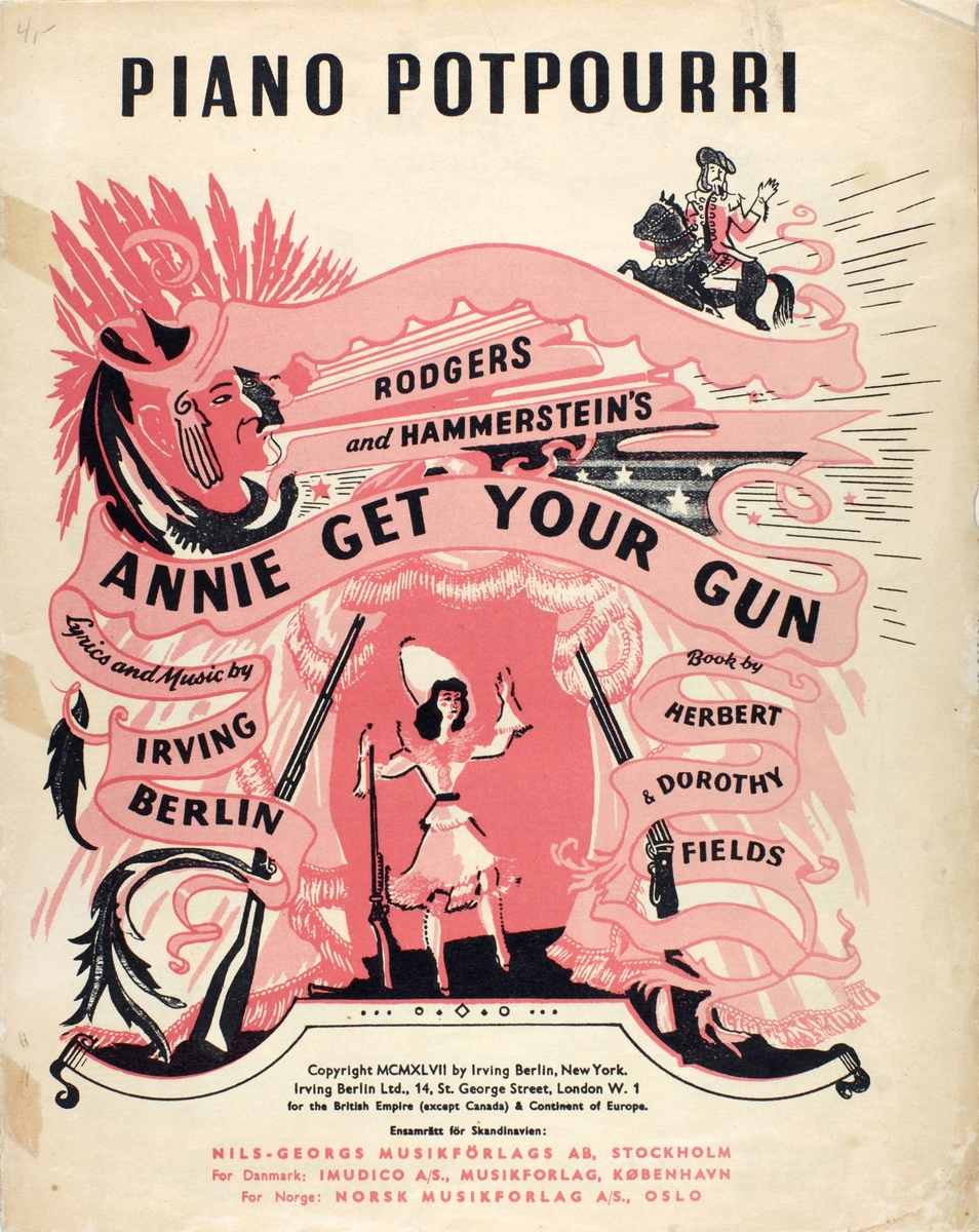Tynne hefter omtrent i A4-format, 4 - 10 sider. Innholder noter til følgende musikk:
All I do is dream of you, av Nacio Herb Brown (komponist)
Skjönne Tahiti, av Arne Jonassen
Wonderful Copenhagen, av Frank Loesser
Annie get your gun, selection, av Irving Berlin
I det strøk hvor du bor, fra My fair Lady, av Frederick Loewe
Florentinske netter, av Nico Dostal
Fascination, av F. D. Marchetti
Arrivederci Roma, av R. Rascel
Rock Around The Clock, av Max C. Freedman
Tango charmeuse, av Jacob Gade 