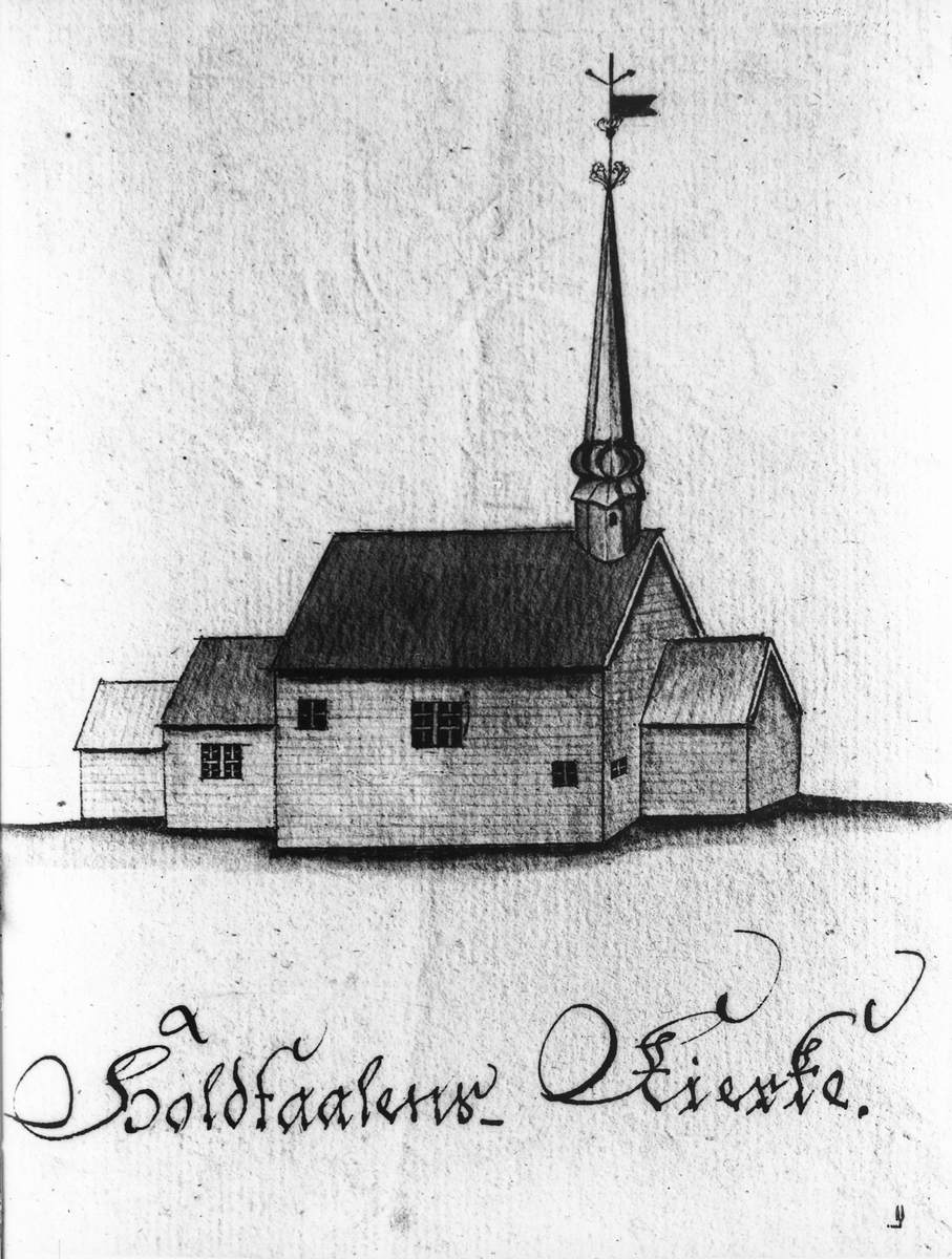 Haltdalen kirke - kopi av tegning av Gerhard Schøning