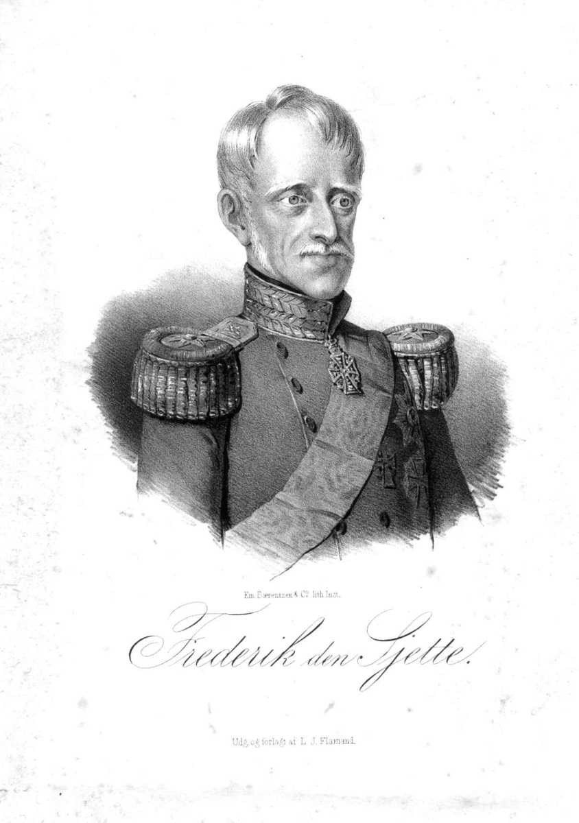 Portrett, brystbilde av Frederik 6, i uniform med ordener