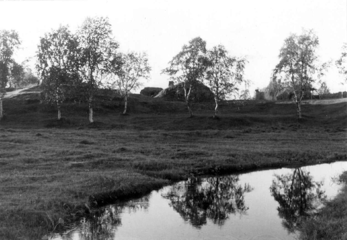 Gården til Ole J. Bær,  med fjøsgammen, Avzzevuobme 1953.