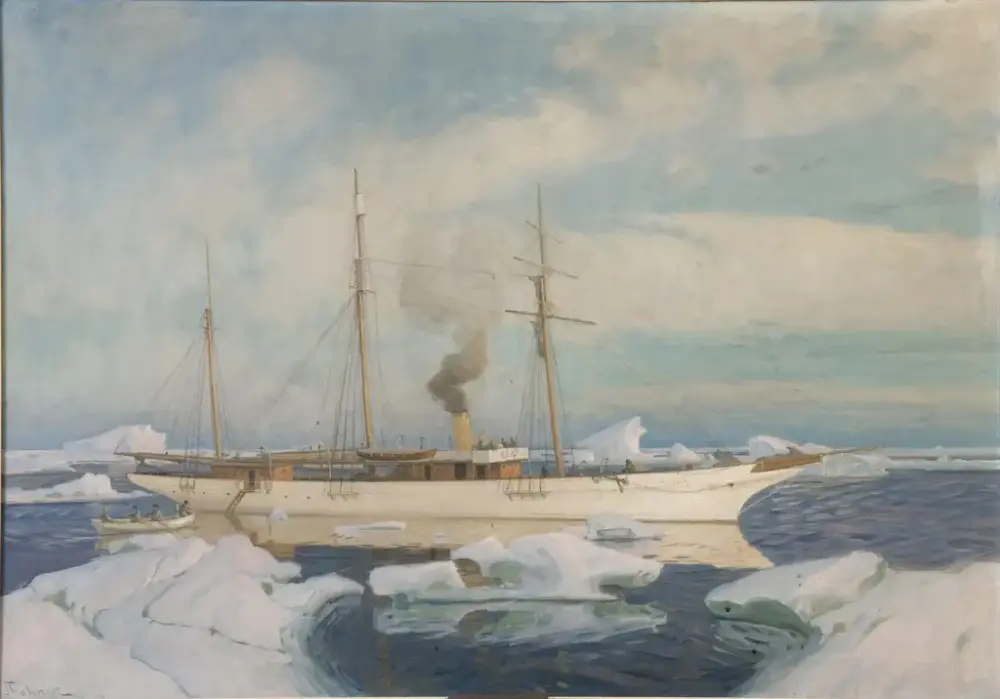 S/Y Minerva. NSM.K00763. Maleri av Thomas Holmboe I 1908